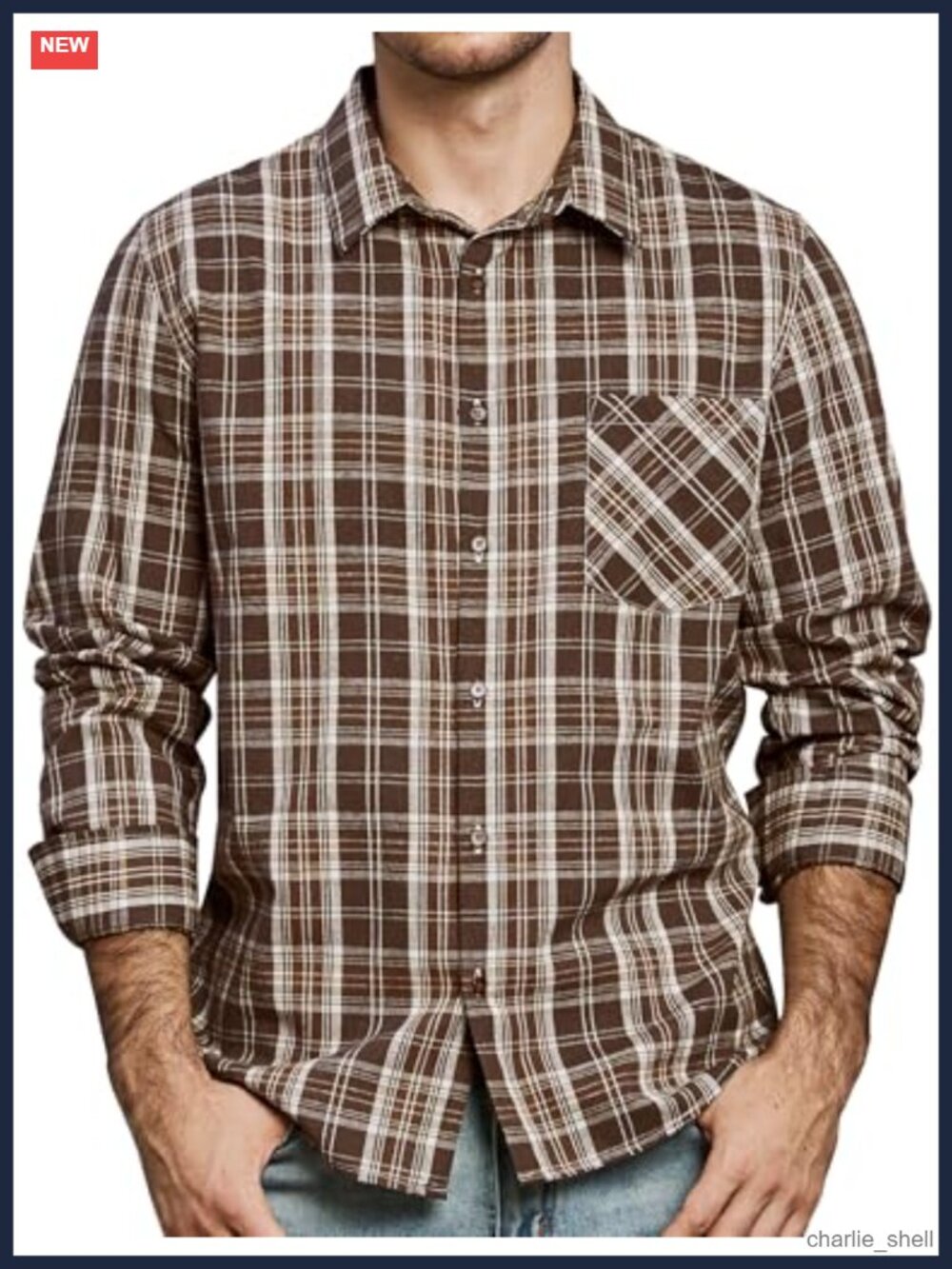 Men's Cotton Plaid Button Down Shirt Long Sleeve Casual Classic Fit